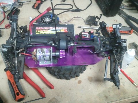 1985 Ford Bronco - This is a disassembled remote control car chassis, not a 1985 Ford Bronco.