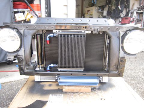 2008 Jeep Wrangler - Front end assembly with radiators and headlights, possibly for a custom build or repair.