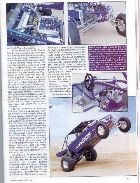 1993 Ford Taurus - This custom sand rail buggy is shown performing a wheelie, captured from a rear angle.