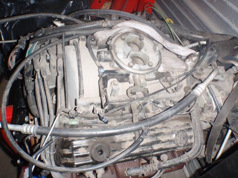 2000 Dodge 1500 - Close-up view of a V8 engine, likely from a truck or SUV, with many components visible.