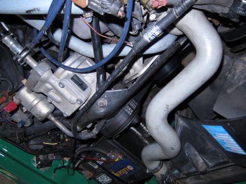 1991 Ford LTD Crown Victoria - Close-up view of the engine compartment, showing various components and wiring.