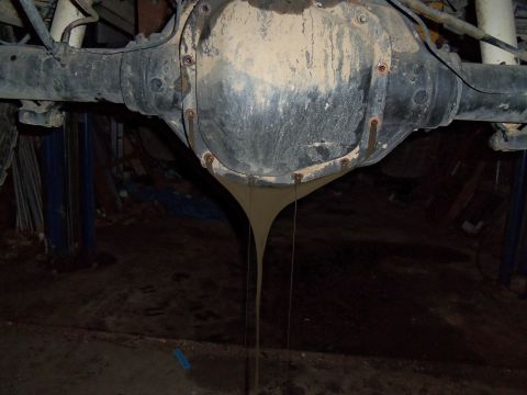 1989 Ford Bronco - A vehicle's rear differential is shown with fluid dripping from its cover.
