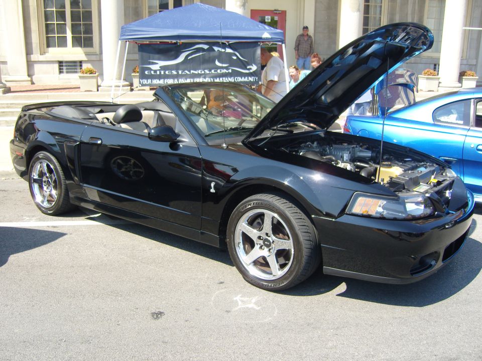 Black 2007 Ford Mustang convertible with hood open