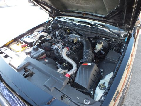 2003 Ford Crown Victoria - Engine compartment fitted with a polished K&N cold air intake tube and visible accessory belt.