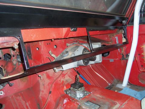 1968 Ford Bronco - Interior view of a vehicle undergoing modifications, with the dashboard disassembled.