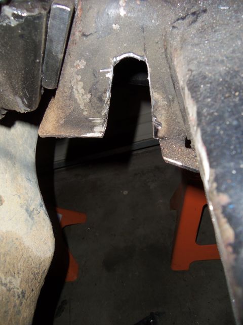 1968 Ford Bronco - This photo shows a modified metal bracket on a vehicle's frame, likely during a repair or upgrade process.