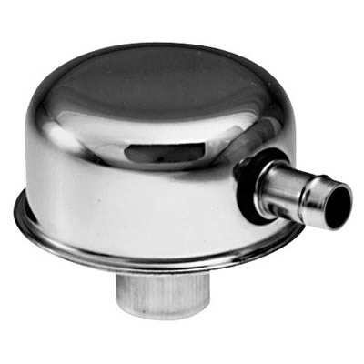 1990 Ford Bronco - Chrome oil filler cap with a hose barb fitting.