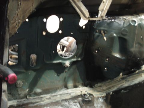 1988 Ford Bronco - you can see it seem sealed inside and ready to roll... next is the pedal brackets and the A pillar corrections.