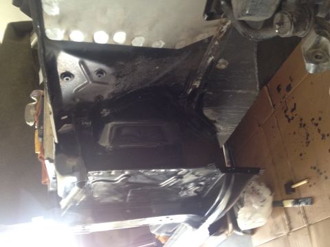 1965 Ford Mustang - Passenger side outer firewall holes filled and POR-15