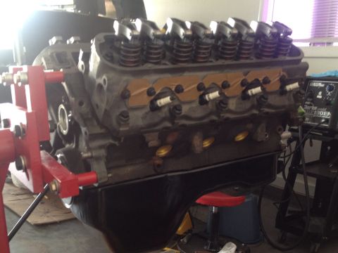 1965 Ford Mustang - 302 with Ford Racing Rear Sump pan, new timing cover, and Edelbrock Victor water pump installed