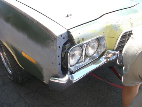 1972 Ford Ranchero - Front view of a 1972 Ford Ranchero, showing its distinctive dual headlights and chrome bumper.
