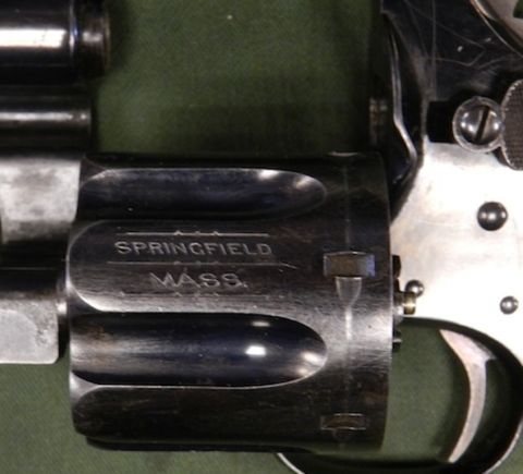 1968 Ford Mustang - Close-up of a revolver cylinder engraved with "SPRINGFIELD MASS."