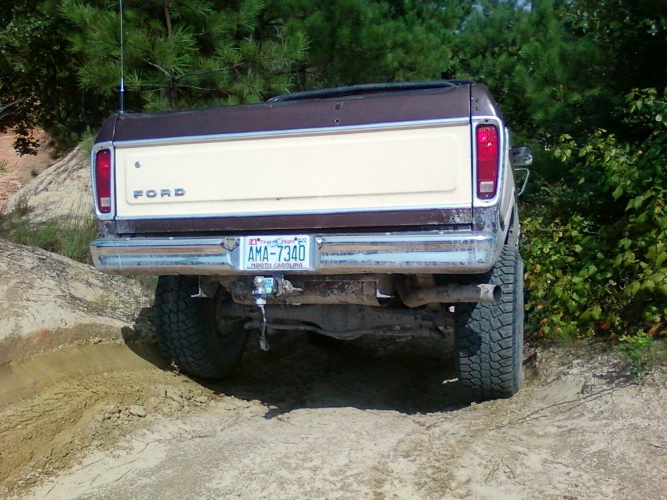 1979 Ford Bronco rear view, brown and tan
