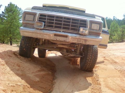 1979 Ford Bronco - Ford Bronco navigating a steep dirt incline, showing off its off-road capabilities.
