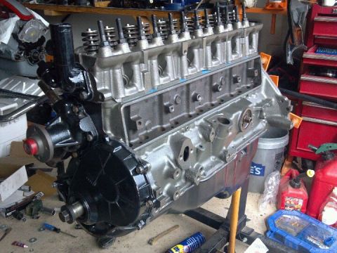 1978 Ford Bronco - Ford 300 inline-six engine assembly, likely undergoing rebuild or restoration.
