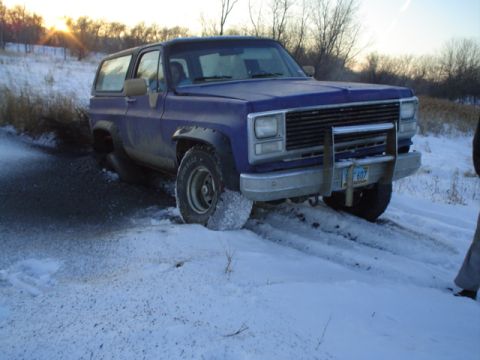 1981 Ford Bronco - Was trying to turn around and hit this hole filled with something that resembled quik-rete!!!