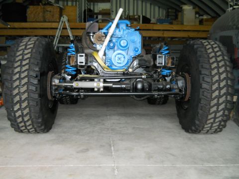 1992 Ford Bronco - This image shows the chassis and engine of a heavily modified off-road vehicle, not a 1992 Ford Bronco.