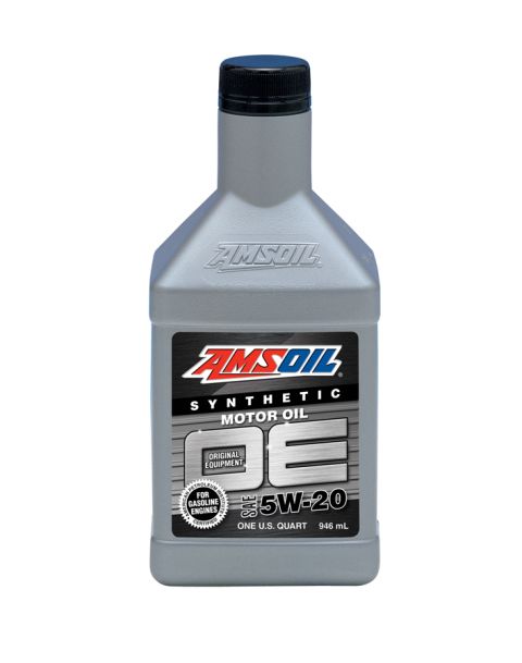 2007 Ford Mustang - Bottle of AMSOIL OE Synthetic Motor Oil, 5W-20, 1 U.S. Quart, for gasoline engines.