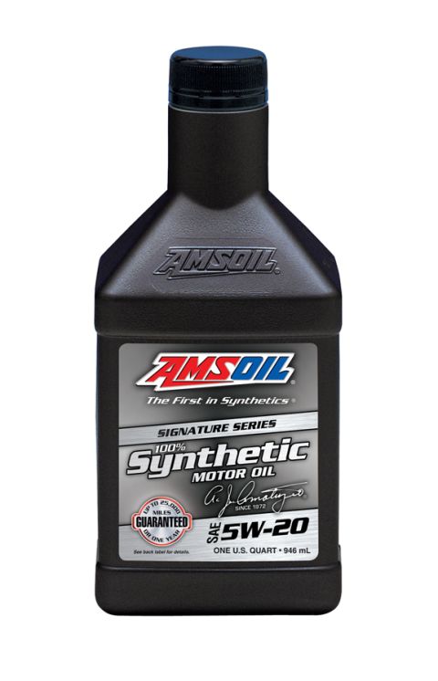 2007 Ford Mustang - A bottle of AMSOIL Signature Series 100% Synthetic Motor Oil is shown.