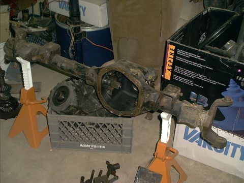 1966 Ford Bronco - D44 to be built. 13-56 Transfer case spare for my 90 in background