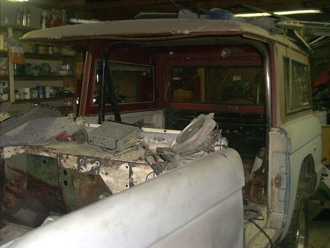 1966 Ford Bronco - pre-new windshield frame install.