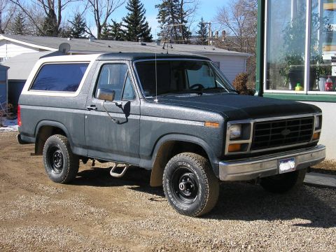1986 Ford Bronco - This 1980 Ford Bronco is shown from a three-quarter front angle.