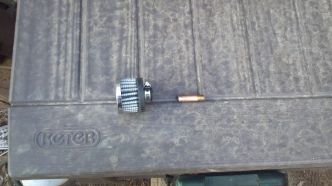 1986 Ford Bronco - K&N 62-1320 air filter and a short chunk of pipe. The filter slips on one end, the other threads into the intake of the compressor.