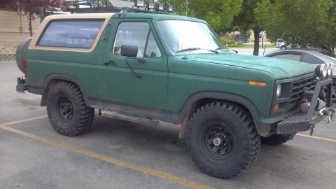 1986 Ford Bronco - Now with Goodyear Wrangler MTR 35" tires on stock rims. No lift.