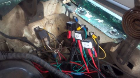 1986 Ford Bronco - Here' some of the wiring I did for my off-road lights. These are the relays that control the lights. From Left to Right, rear utility / rev…