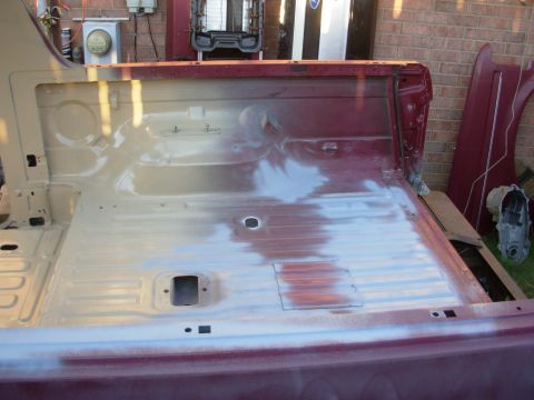 1983 Ford Bronco - I ran out halfway through the bed, so I've ordered 2 more quarts of Rustoleum Sand 7771 .