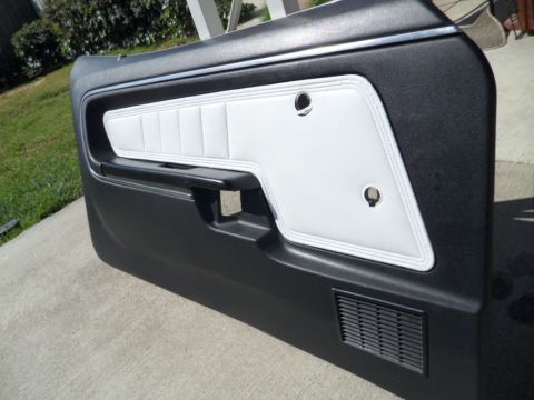 1994 Jeep Cherokee - Close-up of a car's interior door panel, a white padded insert and black trim.