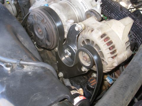 1997 Chevrolet Silverado 3500 - This is just the slack in the original (single-alternator) belt pulled over to represent the future routing. The magnet is pretty close to…