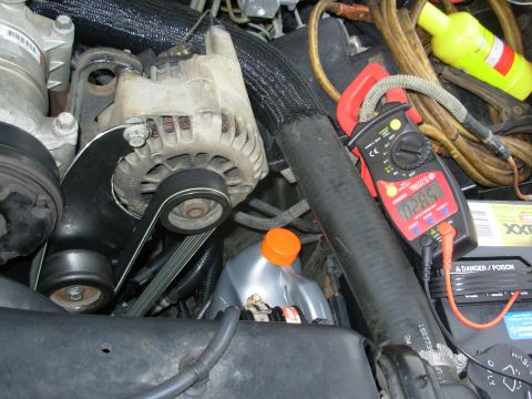 1997 Chevrolet Silverado 3500 - I put the original alternator in the new location, and it's putting out 28.5A at this moment. I didn't load it to see what its max is. [url…