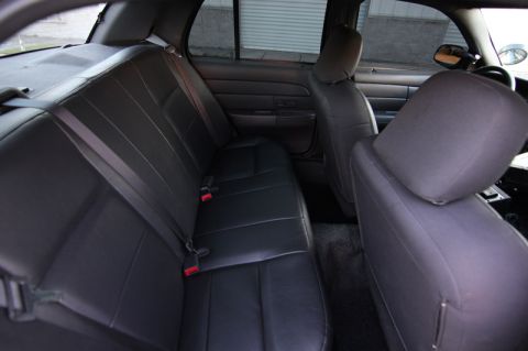 2004 Ford Crown Victoria - Rear interior view of a 2004 Ford Crown Victoria P71.