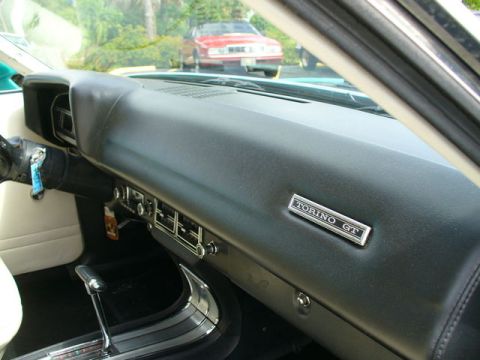 1970 Ford Torino - Interior view of a 1970 Ford Torino GT, with another car visible through the windshield.