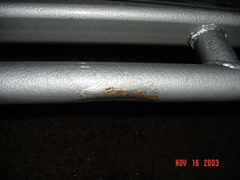 1989 Ford Bronco - Dent in the slider...this would have got the door if it wasnt here