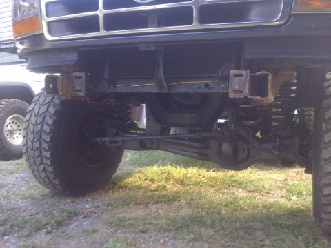 1995 Ford Bronco - Just took the bumper off. Need to cut the bumper mounts and sway bar mounts off. Then take and inch or so off of the body mounts