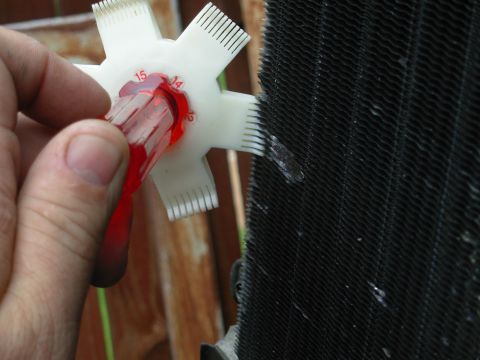 1993 Ford Bronco - A fin comb can be used to clean & straighten the condenser fins. The fin pitch on the old R12 condenser is 12; the fin pitch on the R134a p…