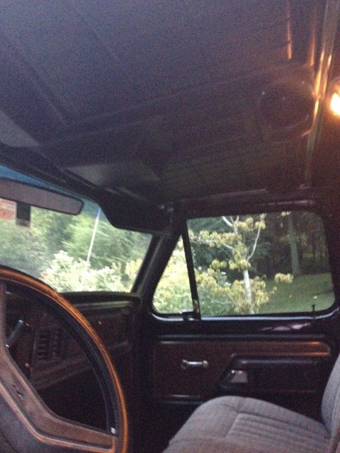 1979 Ford Bronco - Interior shot of a 1978 Ford Bronco, focusing on the driver's side details and the view through the window.