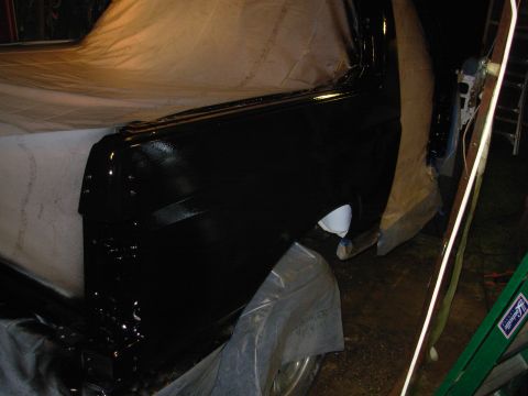 1983 Ford Bronco - It got cool just as I was finishing, so I put a 300W floodlamp in the truck to try to keep the dew off the wet paint.