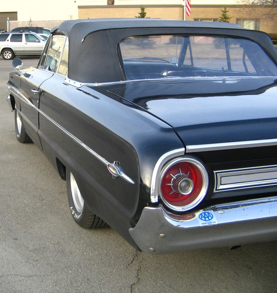 1964 Ford Galaxie convertible rear view, black