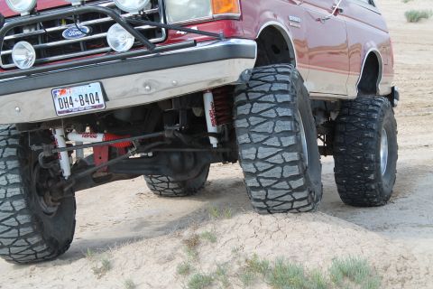 1990 Ford Bronco - This modified 1990 Ford Bronco is equipped with oversized tires and suspension upgrades for off-road use.