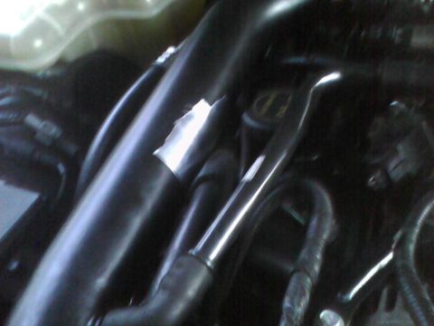 2003 Ford Crown Victoria - Close-up view of engine bay components, including hoses and wiring harnesses.