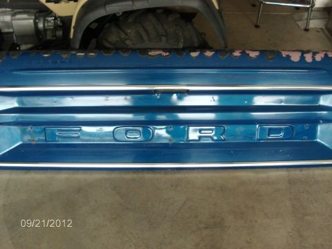 1979 Ford F-150 - The tailgate of a Ford truck is shown, with the 'FORD' lettering visible.