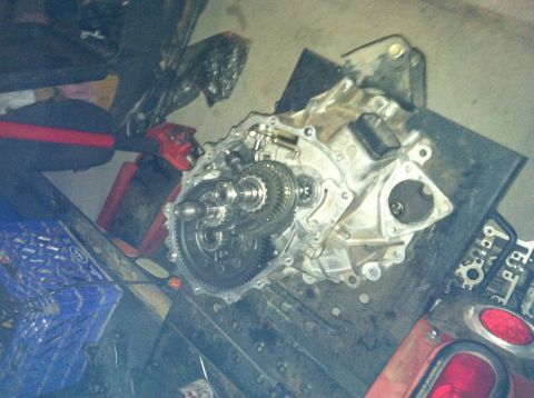 1993 Ford Probe - Close-up view of a transmission assembly with visible gears and internal components.