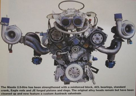 1993 Ford Probe - This modified Mazda 2.5-litre engine features a reinforced block and twin turbochargers.