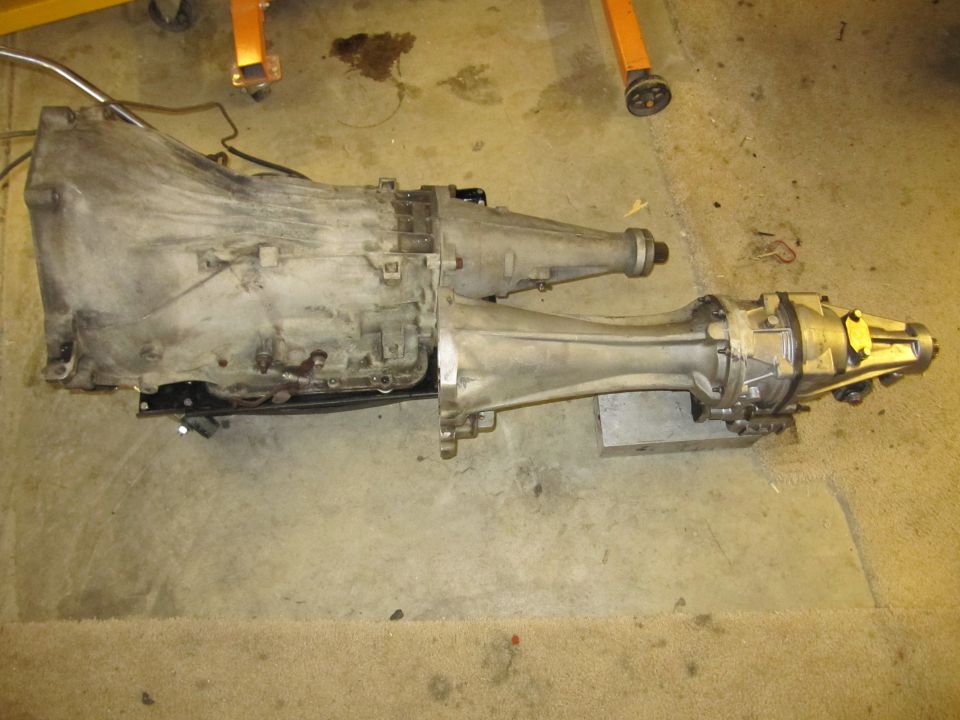 Automatic transmission assembly on a concrete floor
