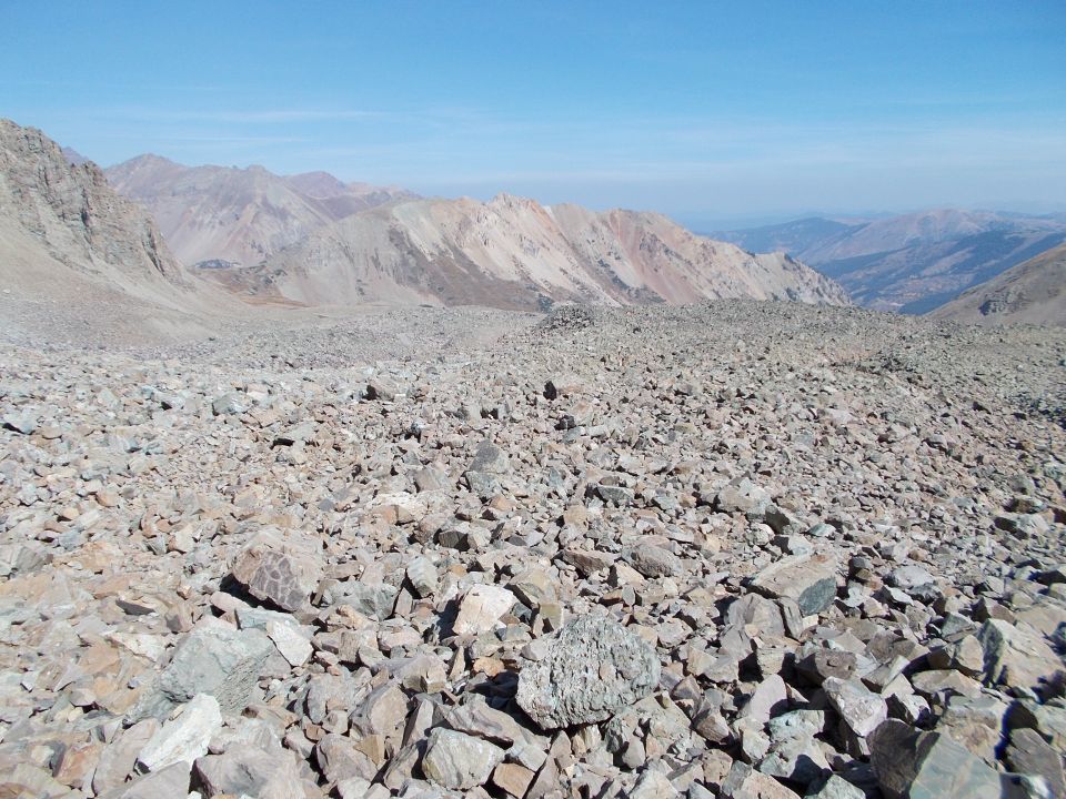 Rocky mountain landscape with a clear blue sky