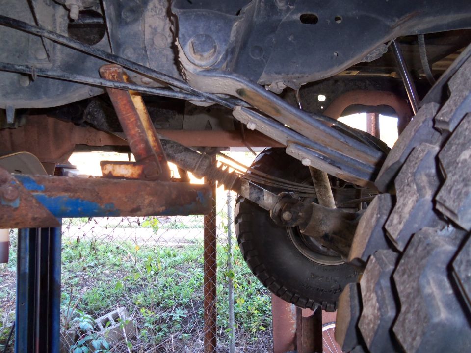 Rear suspension with leaf springs and shock absorber