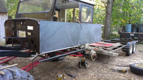 1978 Ford Bronco - This custom vehicle project is undergoing significant modifications, a diamond plate bed and a trailer.
